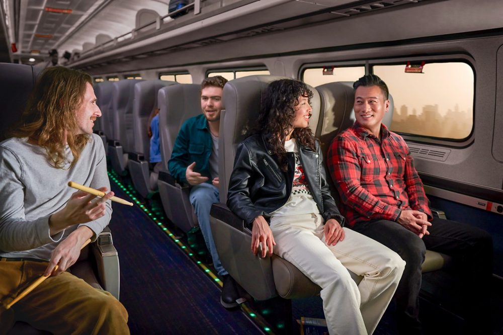 Train passengers enjoying comfortable seats